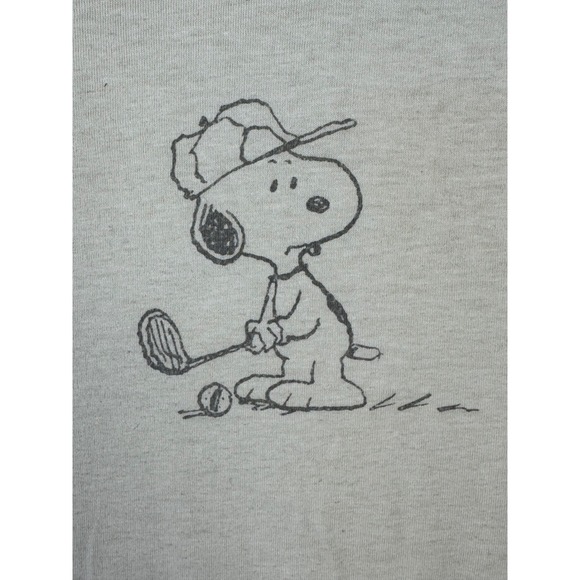 Goodfellow Peanuts T-Shirt Mens M Beige Snoopy Golf Swing Happy Graphic Tee - Picture 2 of 6